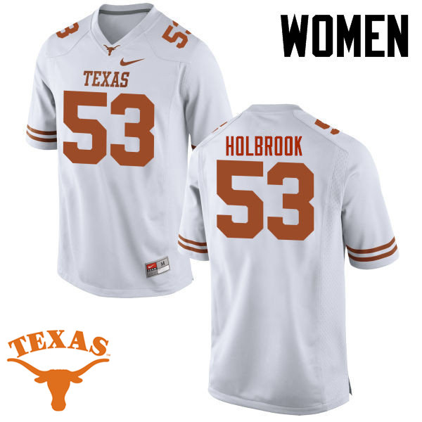 Women #53 Jak Holbrook Texas Longhorns College Football Jerseys-White